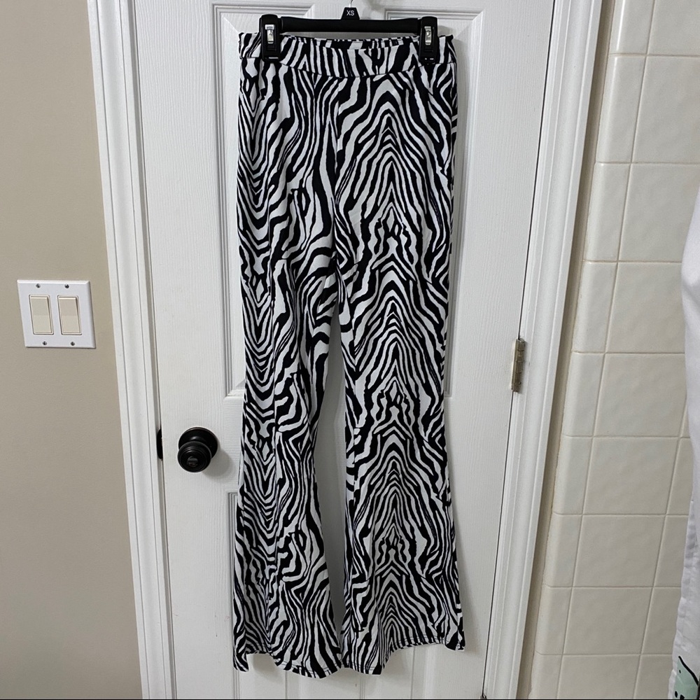 zebra print flare pants